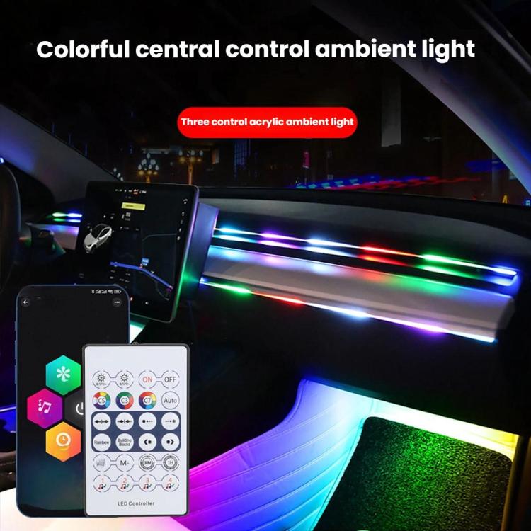 3 Control App Remote Control Colorful Car Interior Ambient Lighting Modified LED Acrylic USB Car Ambient Lighting — 110cm+35cm 2 In 1