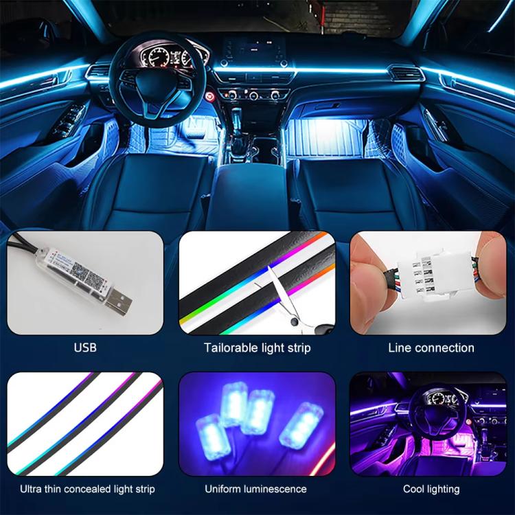3 Control App Remote Control Colorful Car Interior Ambient Lighting Modified LED Acrylic USB Car Ambient Lighting — view 13