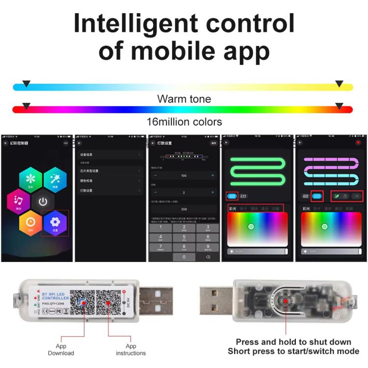 3 Control App Remote Control Colorful Car Interior Ambient Lighting Modified LED Acrylic USB Car Ambient Lighting — view 14