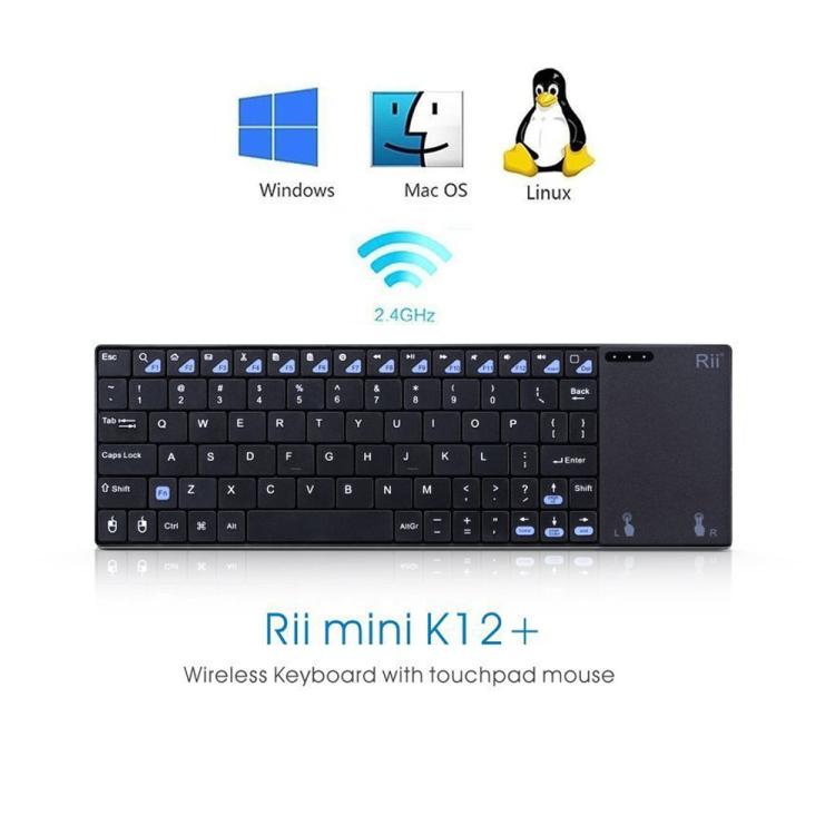 Rii K12+ Office Computer Notebook Silent 2.4GHz Wireless Mini Keyboard