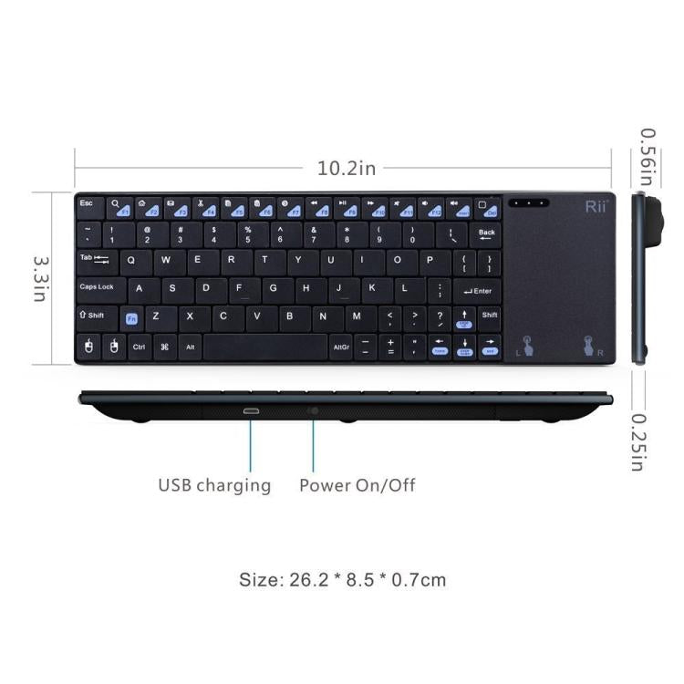 Rii K12+ Office Computer Notebook Silent 2.4GHz Wireless Mini Keyboard