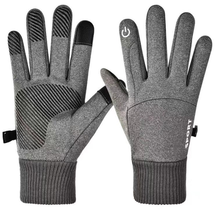 Outdoor Fleece-Lined Non-Slip Warm Cycling Touchscreen Gloves — Dark Gray