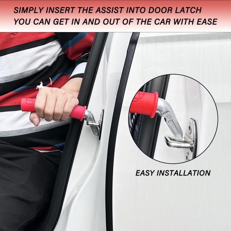 Car Handle Assist Device For Elderly People Getting Out Of A Car With Cane
