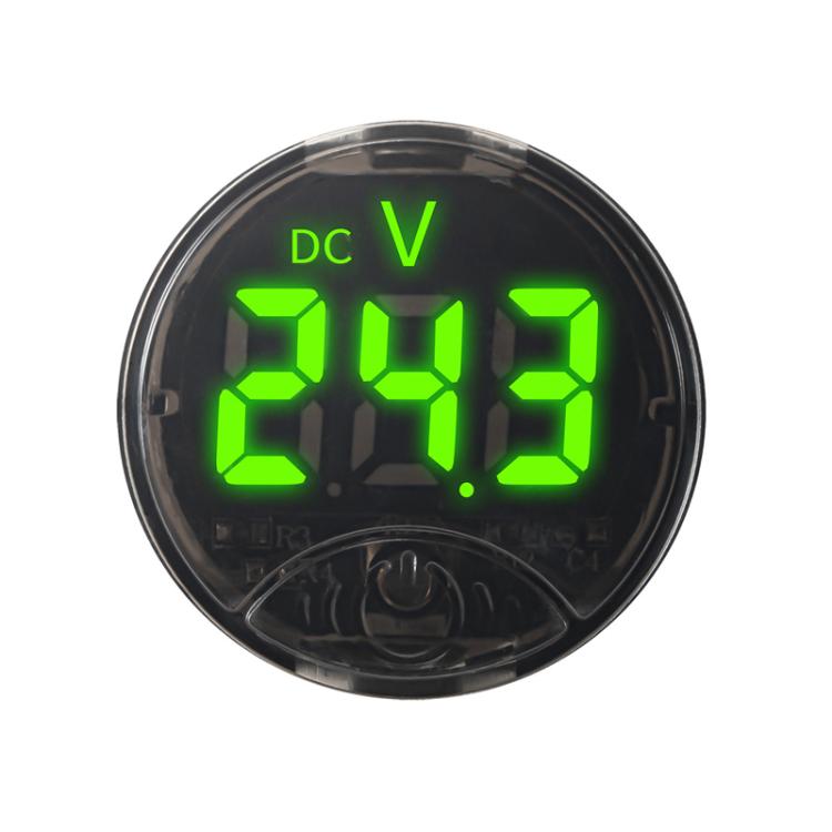 LED Digital Display Circular Voltage Meter — Red DC 7-120V