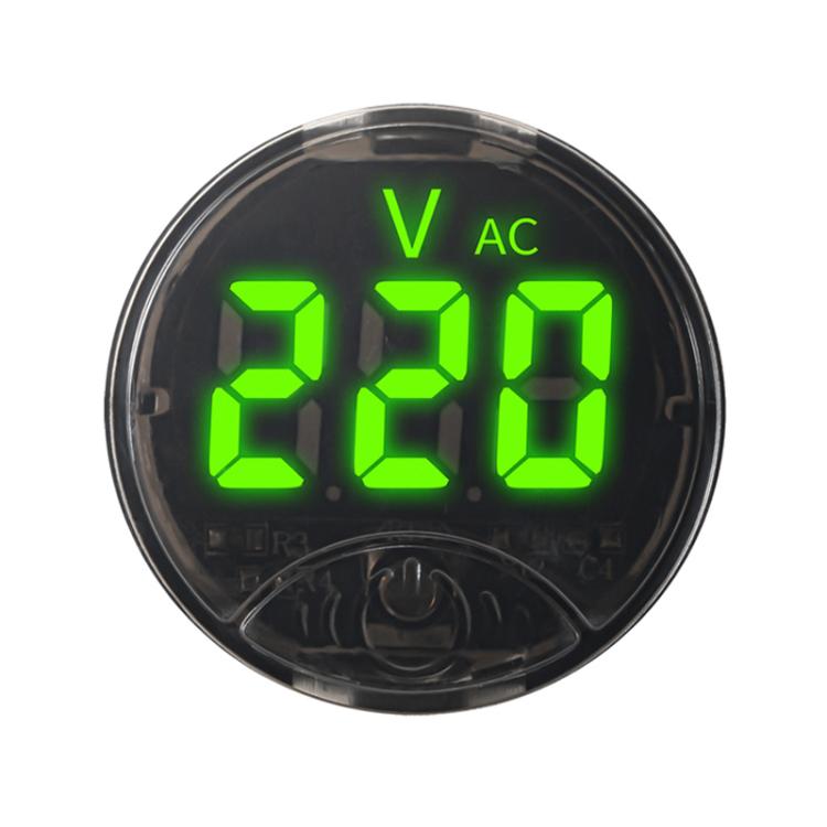 LED Digital Display Circular Voltage Meter — Red AC 65-265V