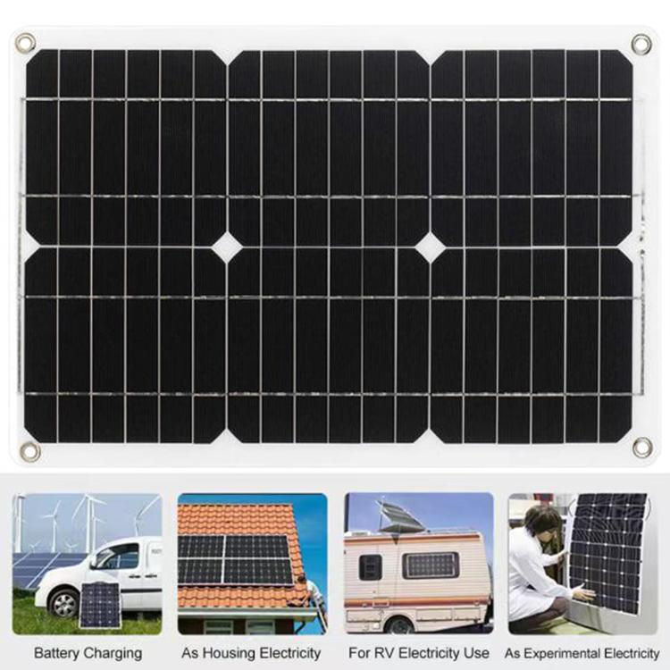Gurxun Modified Wave Inverter With 18W Solar Panel + 30A Controller Dual Socket + 2 USB + 2 Type-C Ports