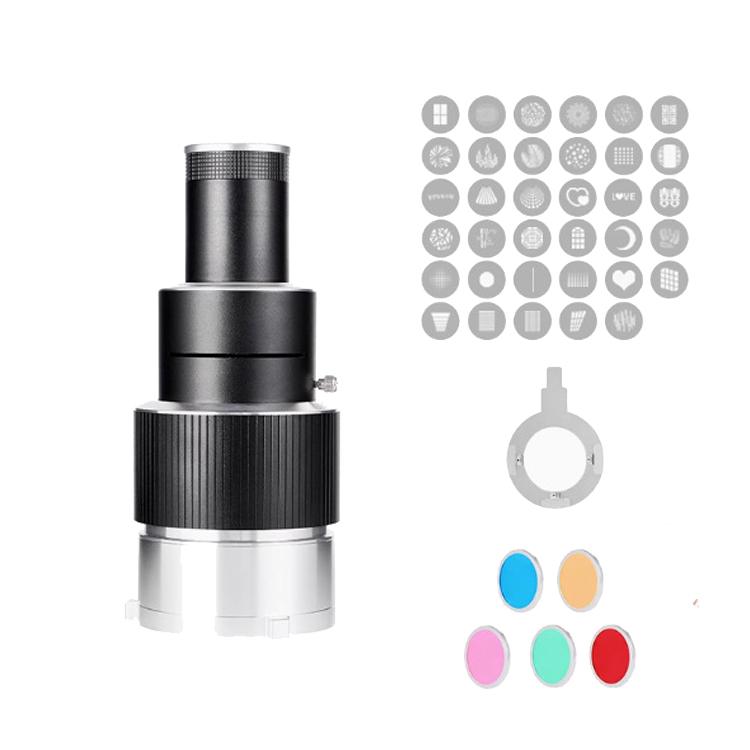 Adjustable Focus DIY Optical Snoot for Bowens Mount Flash Conical Lens Photography Light Modifier — 25 Templates Kit