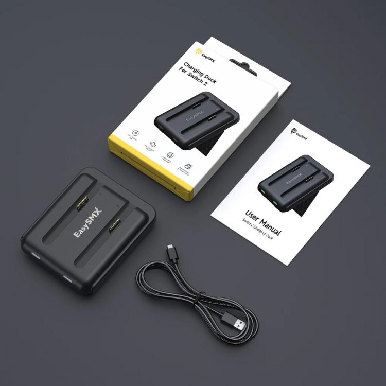 For Nintendo Switch 2 Joy-Con EasySMX Charging Dock with Adjustable Kickstand Dual Controller Charger Station