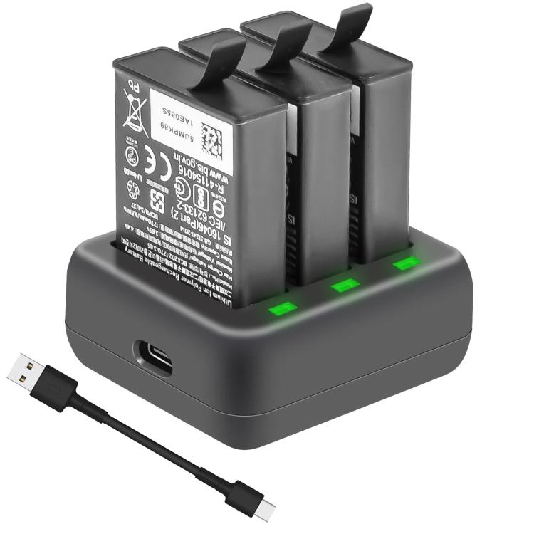 For DJI Osmo Action 4/Action 3 YX 3-Slot Battery Charger Hub Compact Charging Station