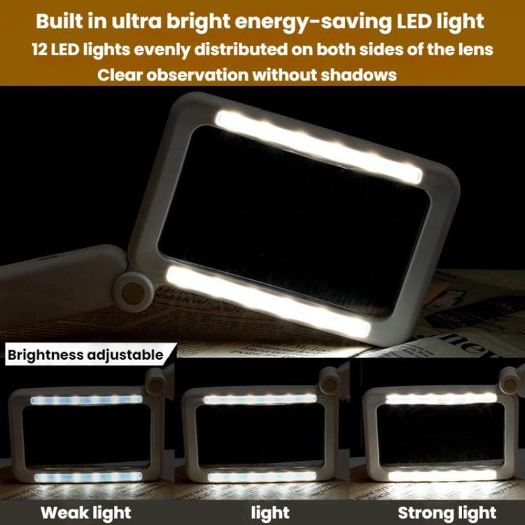 3.5X 12LED Folding Magnifying Glass Handheld Reading Glass With Charge Display — view 5