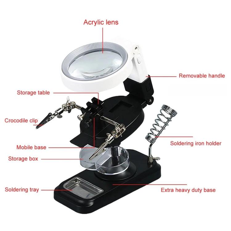 5x 10x Desktop Handheld Magnifying Glass 32 LEDs Soldering Iron Maintenance Workbench — view 9