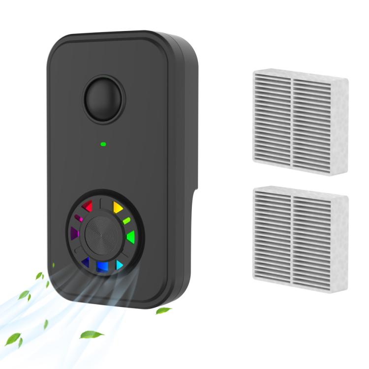 Negative Ion Air Purifier With Built-In Fan And 2 HEPA Filters For Indoor Bathroom Odor Removal — US Plug Black