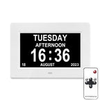 7-inch Digital Frame Calendar Day Clock With 3 Medication Alerts, 5 Custom Alarms, Multi-Language Support