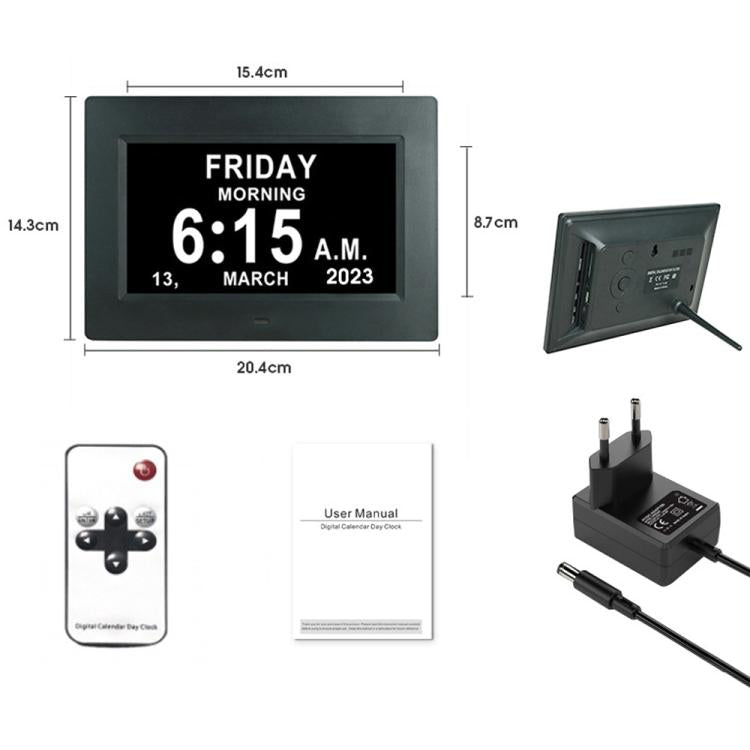 7-inch Digital Frame Calendar Day Clock With 3 Medication Alerts, 5 Custom Alarms, Multi-Language Support — view 17