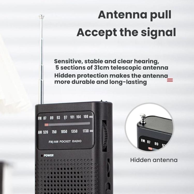 FM/AM Full-Band Channel Pocket Portable Pointer Radio Player