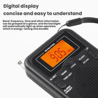 Portable FM/AM Clock-Controlled Stereo Pocket Radio Player