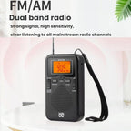 Portable FM/AM Clock-Controlled Stereo Pocket Radio Player
