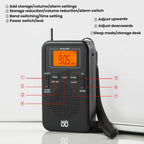 Portable FM/AM Clock-Controlled Stereo Pocket Radio Player