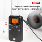 Portable FM/AM Clock-Controlled Stereo Pocket Radio Player