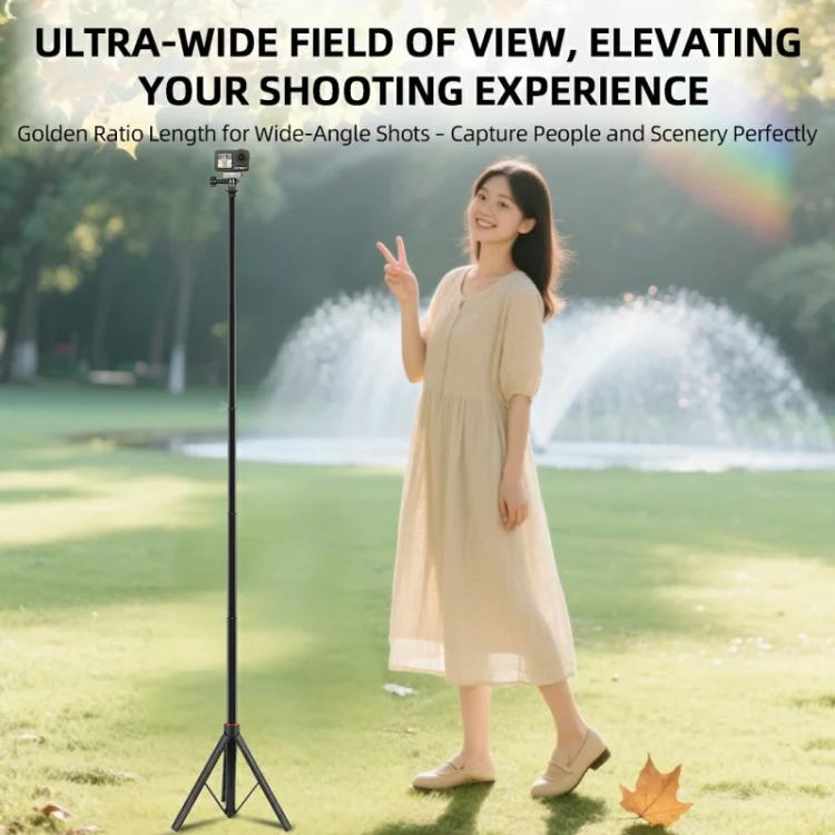 Extendable Selfie Stick Tripod For Action Cameras One-Button Quick Setup Monopod With Wide-Angle View