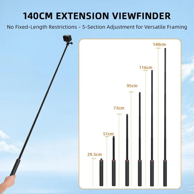 Extendable Selfie Stick Tripod For Action Cameras One-Button Quick Setup Monopod With Wide-Angle View