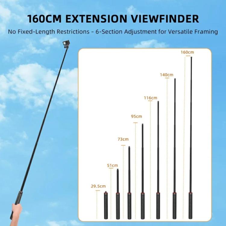 Extendable Selfie Stick Tripod For Action Cameras One-Button Quick Setup Monopod With Wide-Angle View