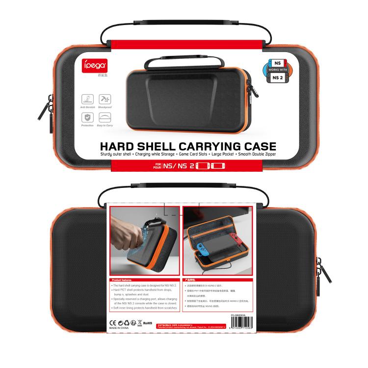 For Nintendo Switch 2/Switch ipega PET Hard Shell Carrying Case with Built-in Charging Port