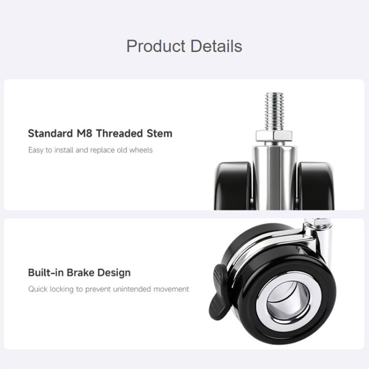 Waveshare For HomeRack 2.5-inch (60mm) Hollow Caster Wheel Kit With Brakes — view 3