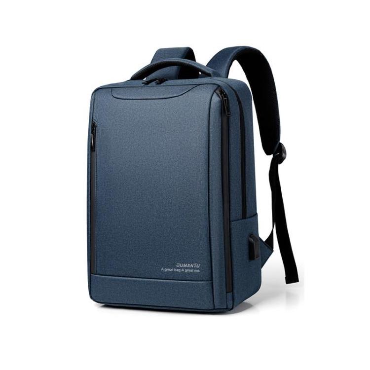 OUMANTU 2106-1 Lightweight Business Laptop Backpack Large Capacity USB Charging Daypack For Work, Travel, Gym — Gray