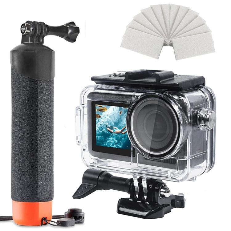 Waterproof Diving Case with Buoyancy Float Stick Kit Includes Anti-Fog Inserts, Mounting Base, For DJI Action 5 Pro/4/3