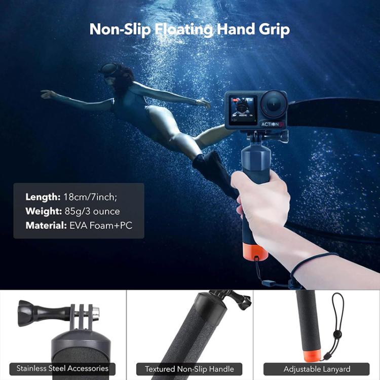 Waterproof Diving Case with Buoyancy Float Stick Kit Includes Anti-Fog Inserts, Mounting Base, For DJI Action 5 Pro/4/3