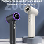 WT23 Handheld Digital Display Turbine Fan Outdoor Stepless Variable Speed Fan — Black