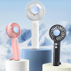 WT25 Handheld Fan With Lanyard Clip USB Desktop Silent Rechargeable Fan — Pink