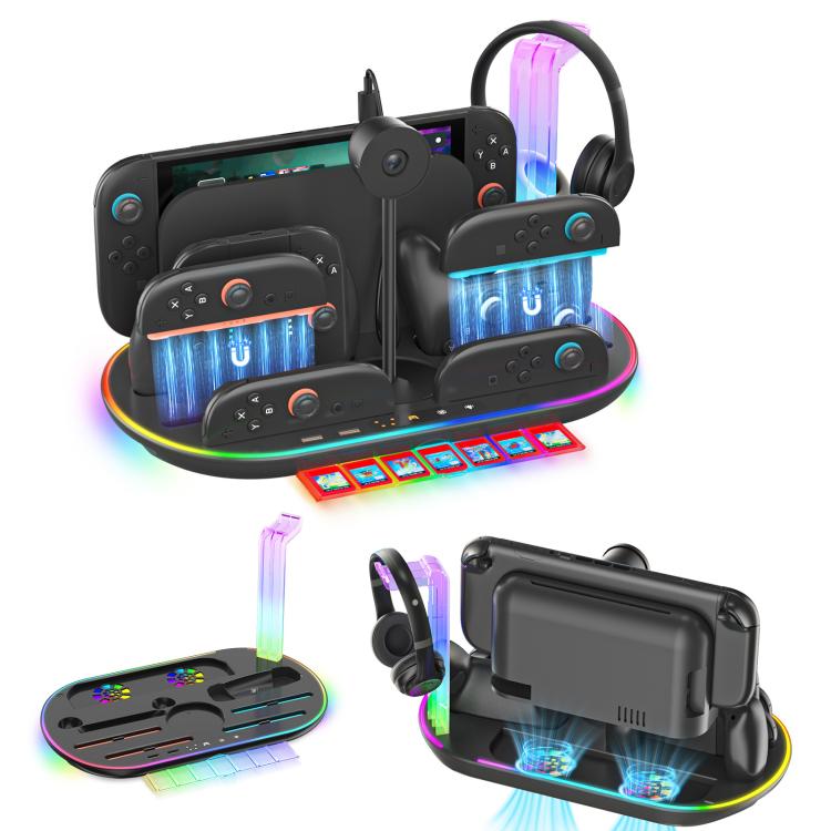 For Nintendo Switch 2 JYS NS2322 With RGB Light Charging Base Cooling Charging Storage Integrated Base