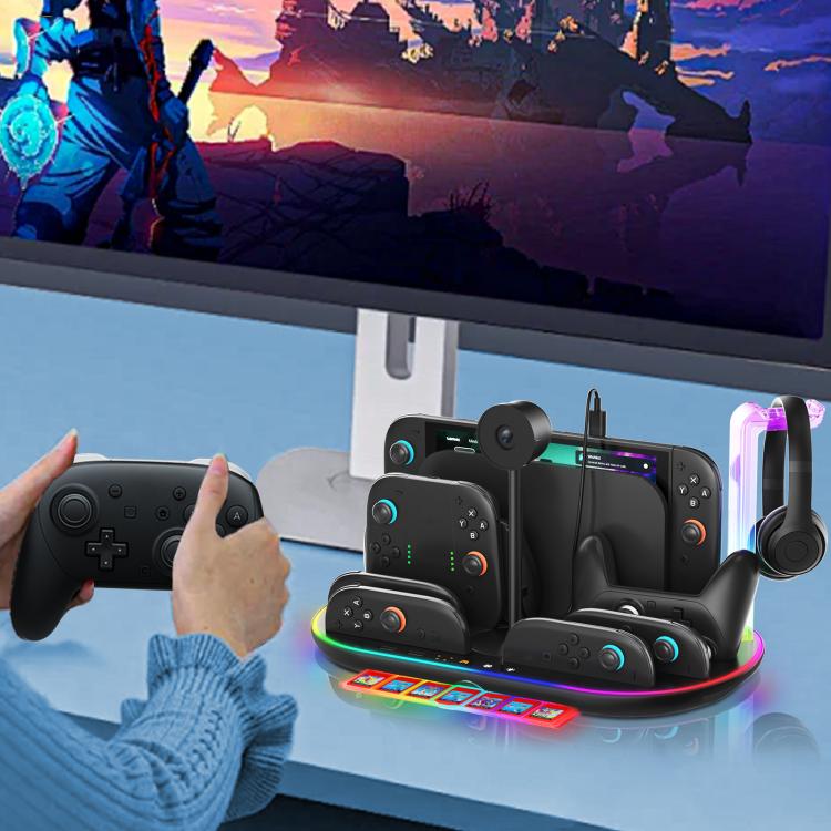 For Nintendo Switch 2 JYS NS2322 With RGB Light Charging Base Cooling Charging Storage Integrated Base