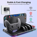 For Nintendo Switch 2 Multi-function Cooling Charging Dock Station With RGB Lighting & Card Slots