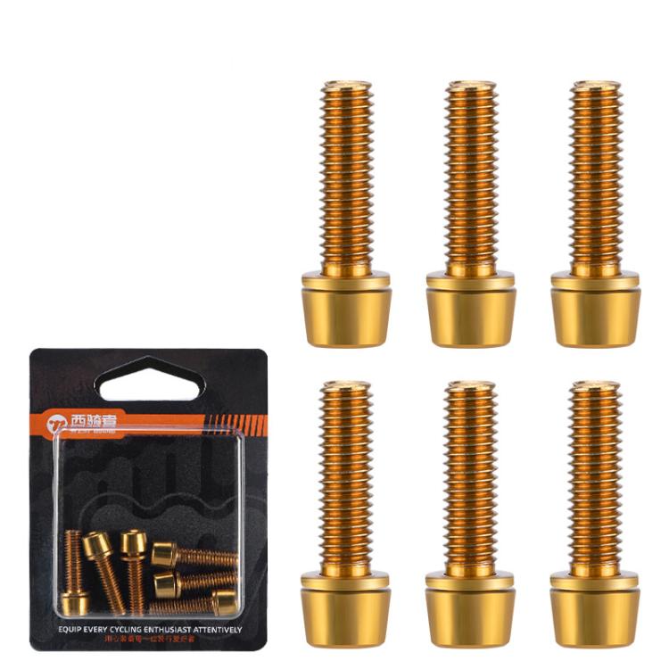 WEST BIKING 6pcs /Pack M5x18mm Titanium-Coated Bike Stem Screws for Mountain Bicycles — Purple