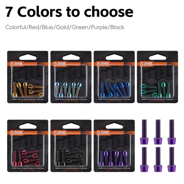 WEST BIKING 6pcs /Pack M5x18mm Titanium-Coated Bike Stem Screws for Mountain Bicycles