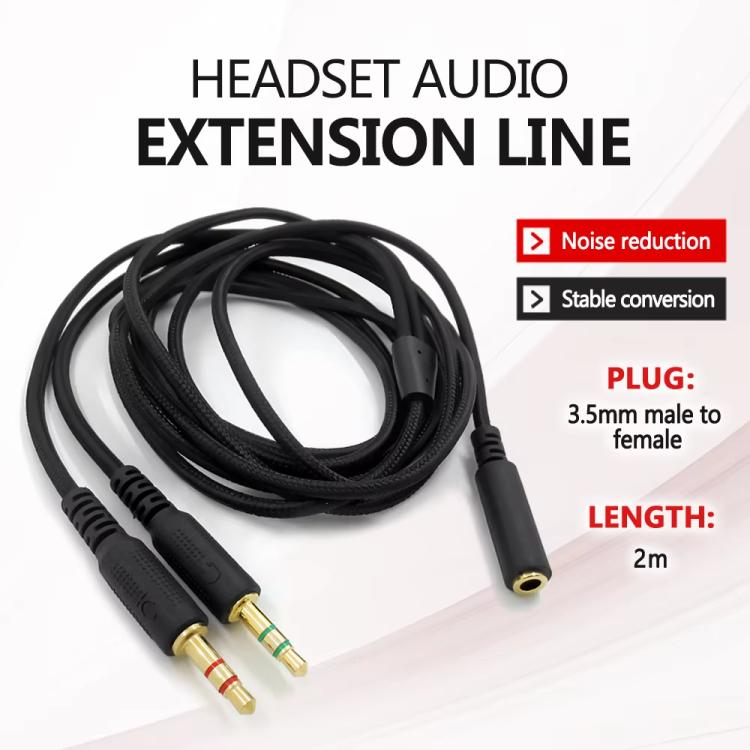 For Razer Kraken V2 3.5mm Male To Female 2 In 1 Extension Cable Audio Adapter