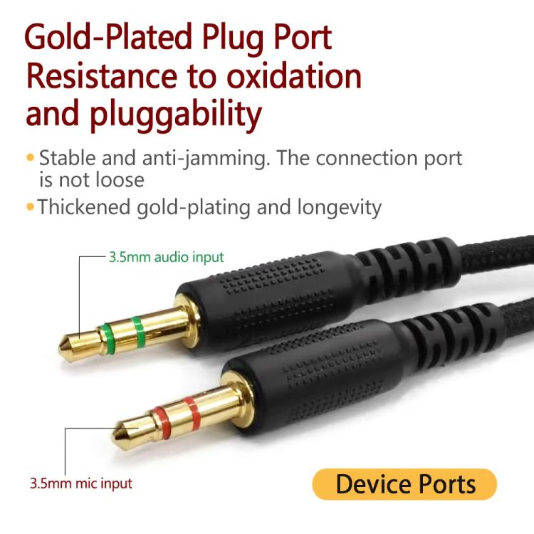 For Razer Kraken V2 3.5mm Male To Female 2 In 1 Extension Cable Audio Adapter