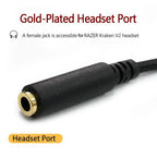 For Razer Kraken V2 3.5mm Male To Female 2 In 1 Extension Cable Audio Adapter