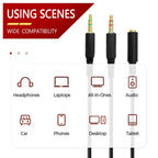 For Razer Kraken V2 3.5mm Male To Female 2 In 1 Extension Cable Audio Adapter