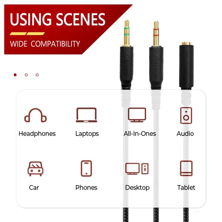 For Razer Kraken V2 3.5mm Male To Female 2 In 1 Extension Cable Audio Adapter