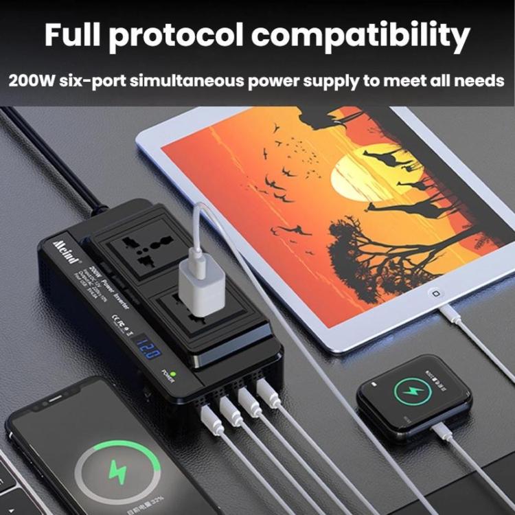 Meind 200W Car Inverter To 220V Fast Charging Dual Socket