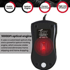 Little Kangaroo DS-917 1000DPI Ergonomic Optical Wired Mouse Laptop Mouse For Office Gaming