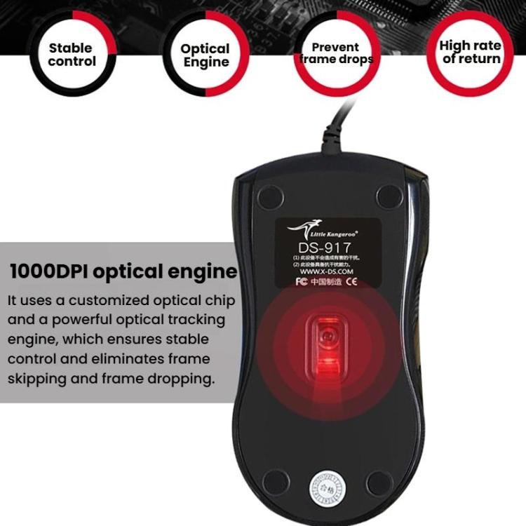 Little Kangaroo DS-917 1000DPI Ergonomic Optical Wired Mouse Laptop Mouse For Office Gaming