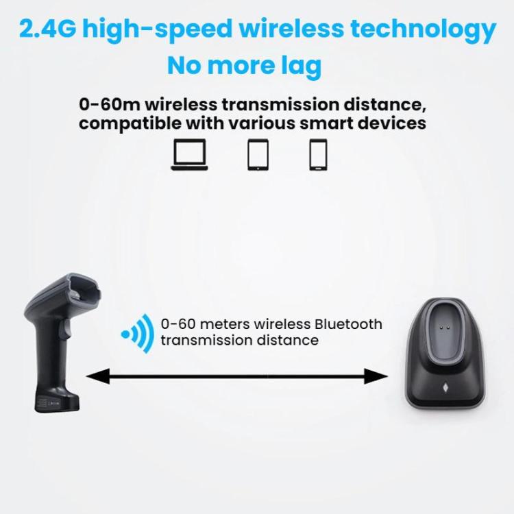 Long-range Wireless QR Code Barcode Scanner With Base
