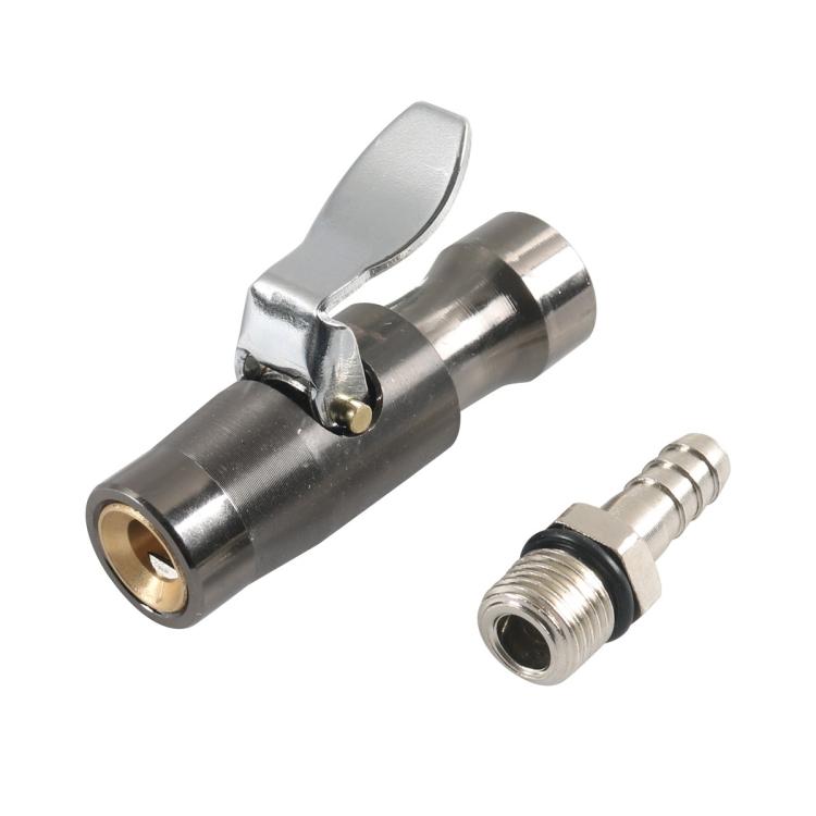 Car Air Pressure Gauge Self-Locking German-Style Air Pump Nozzle — Black A10499-02