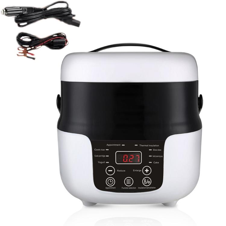 12V-24V 2L Car-Mounted Push-Button Rice Cooker — English + Battery Cable