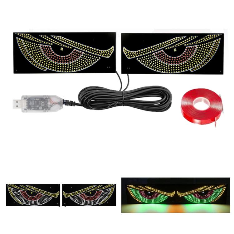 USB Car-mounted Dynamic Demon Eye Car Sticker LED Indicator Light — Red Yellow+Blue
